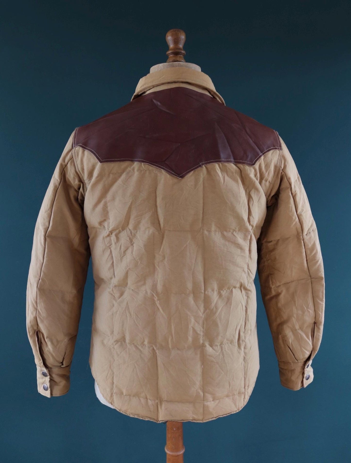 Sugar Cane down jacket - leather yoke - insulated puffer - 40" chest