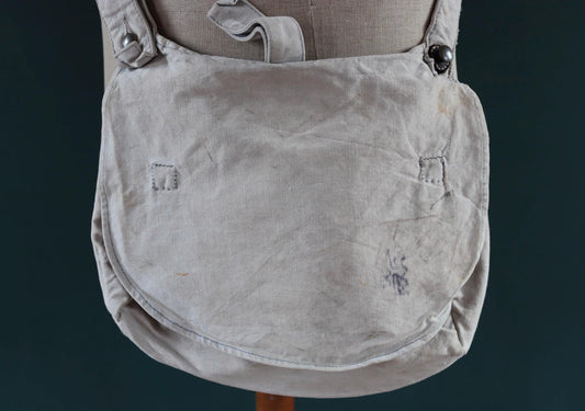 Antique WW1 military bag - Swedish army musette - cotton cross body bread bag - mattornist