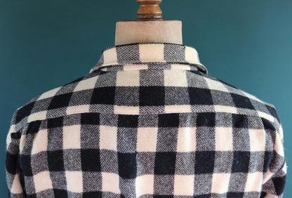 Vintage 1940s 40s 1950s 50s Field Master white black wool buffalo plaid CPO shirt jacket hunting camp 48” chest workwear work camping