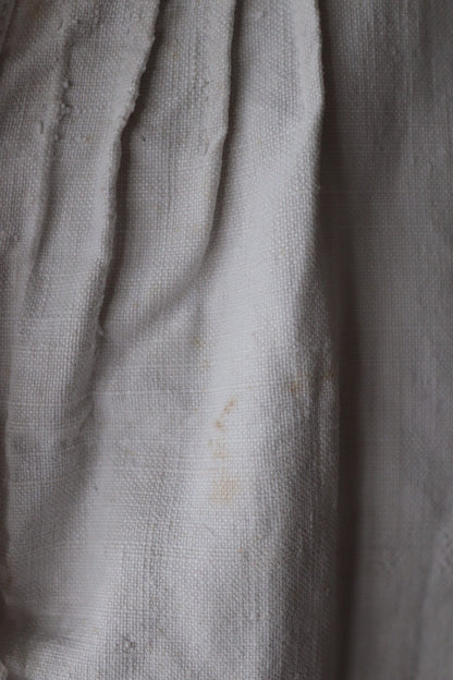 Vintage antique french white linen nightgown night shirt pin tuck pleats size free 43” chest indigo dye project