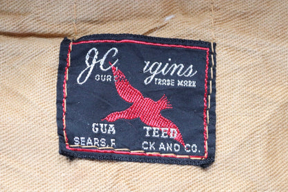 Vintage 1950s 50s JC Higgins tan brown duck cotton canvas jacket hunting shooting American Talon zipper 49” chest workwear chore work