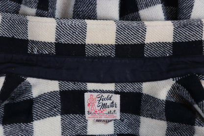 Vintage 1940s 40s 1950s 50s Field Master white black wool buffalo plaid CPO shirt jacket hunting camp 48” chest workwear work camping