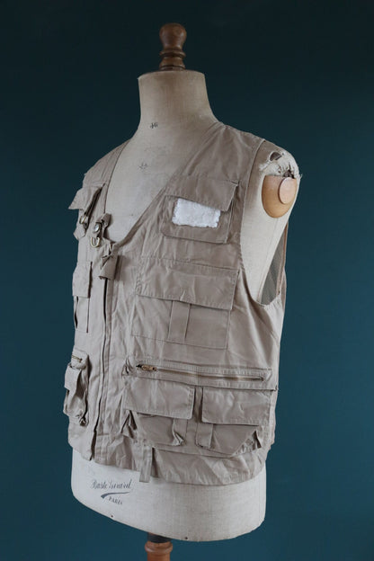 Vintage 1980s 90s fly fishing vest - wading utility waistcoat - 46" chest