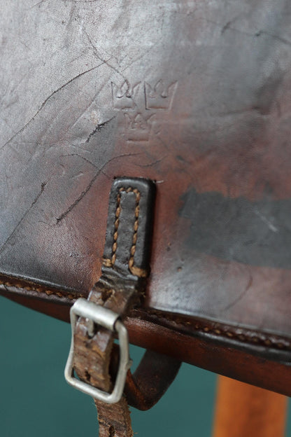 Vintage 1930s 30s 1940s 40s Swedish army military map brown leather document shoulder bag satchel luggage laptop work workwear chore