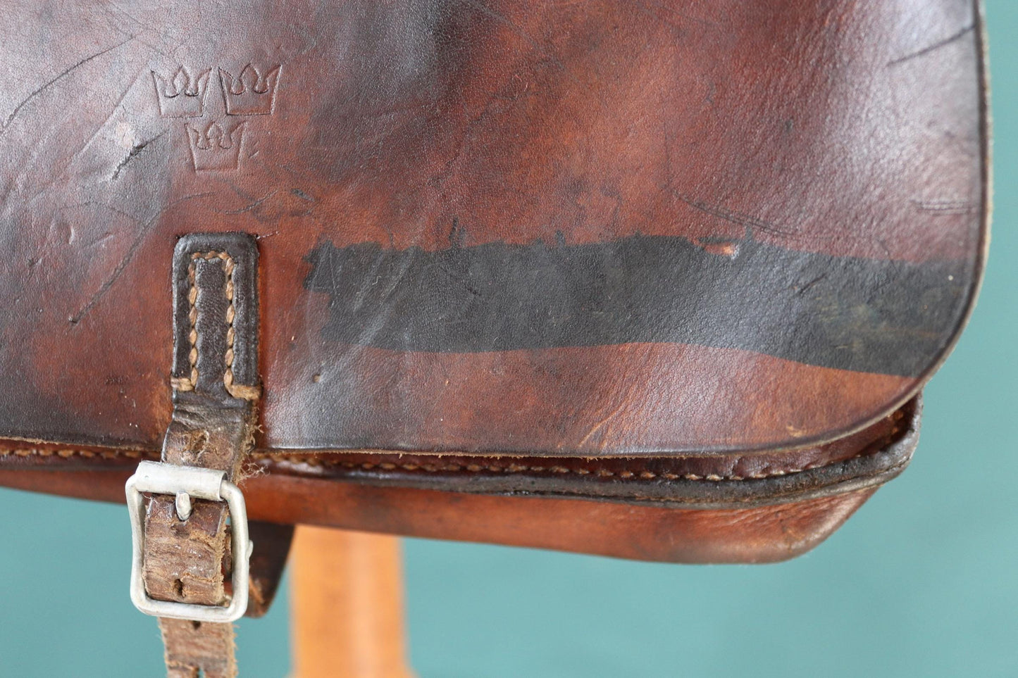 Vintage 1930s 30s 1940s 40s Swedish army military map brown leather document shoulder bag satchel luggage laptop work workwear chore