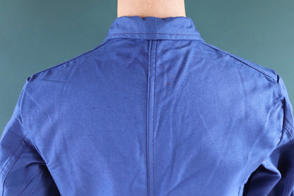 Vintage 1940s 40s WW2 era deadstock Swedish military hospital indigo blue cotton twill workwear work chore jacket 42” chest