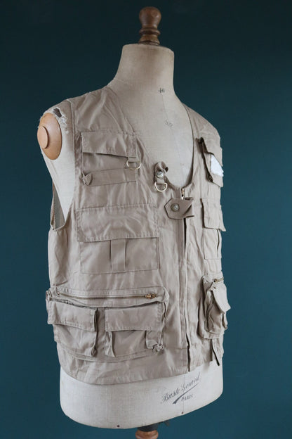 Vintage 1980s 90s fly fishing vest - wading utility waistcoat - 46" chest