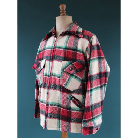 Vintage 1970s plaid workwear jacket - checked chore coat - 47” chest