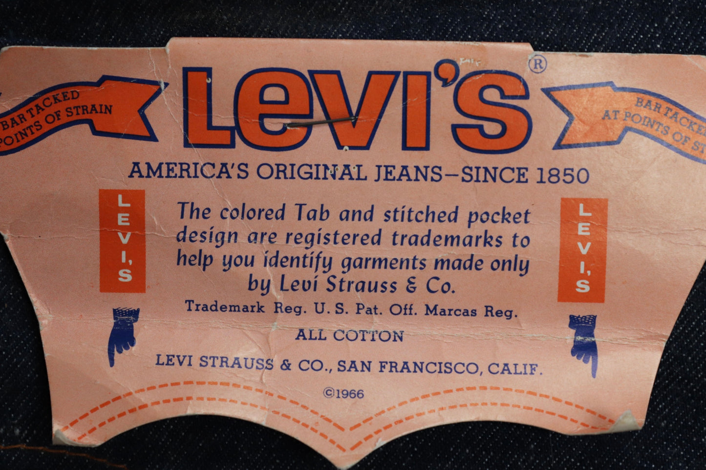 1960s deadstock Levis pocket flasher