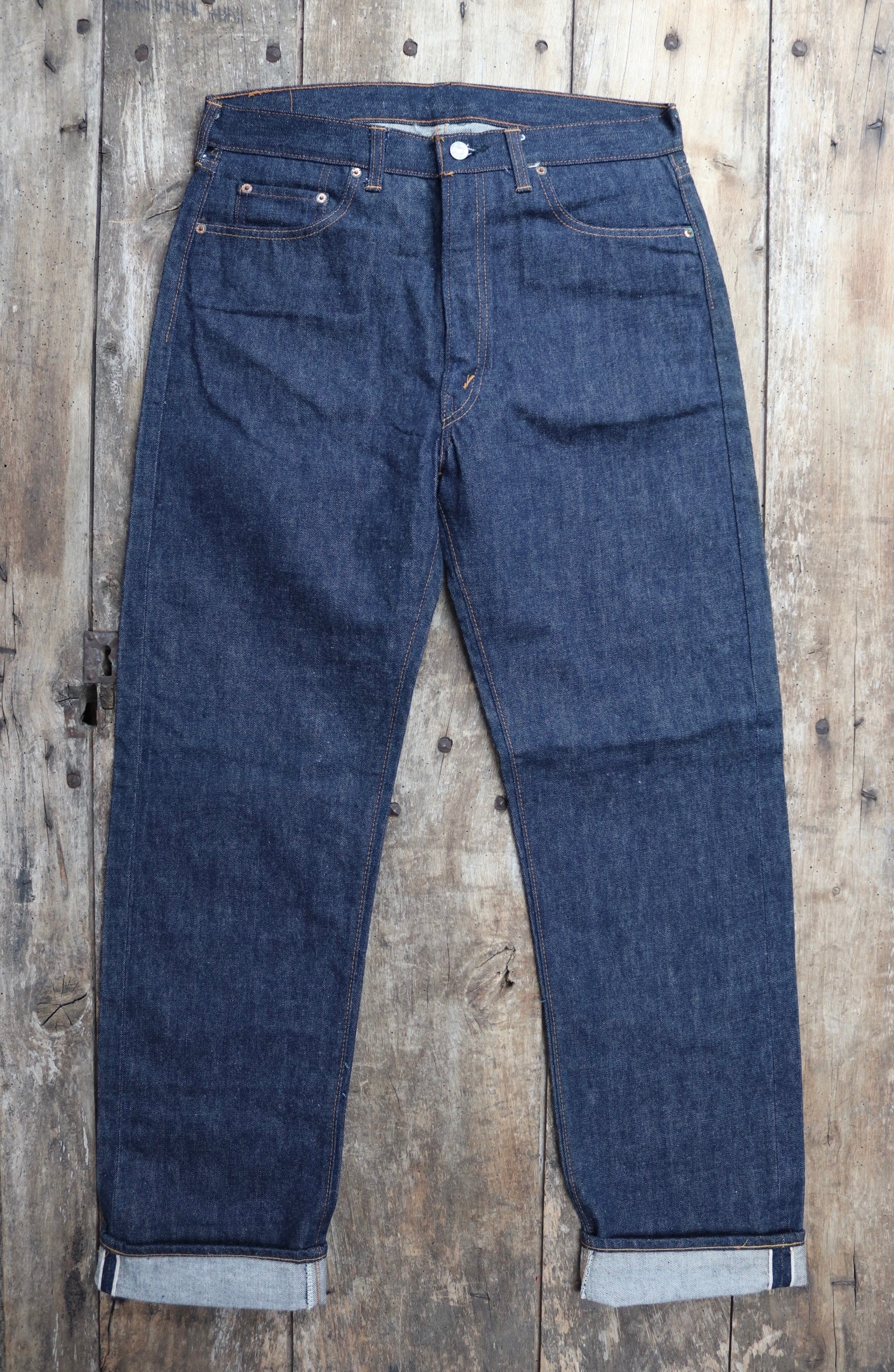 デニム/ジーンズ VINTAGE LEVIS 502E DEAD STOCK Vintage 1960s deadstock Levis 502 jeans - big E - rare selvedge