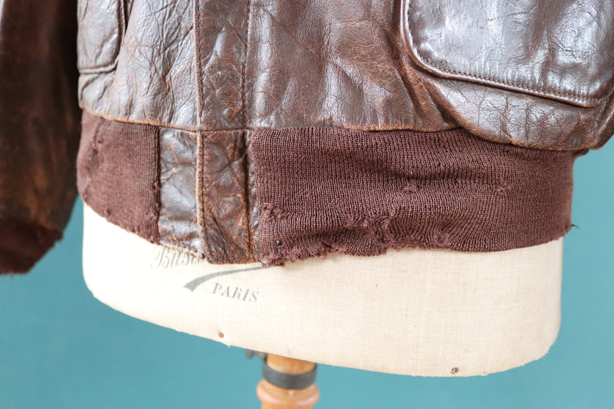 Vintage WW2 A-2 jacket - 1940s leather - Perry Sportswear - 46” chest