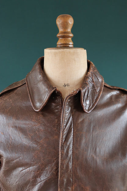 Vintage WW2 A-2 jacket - 1940s leather - Perry Sportswear - 46” chest
