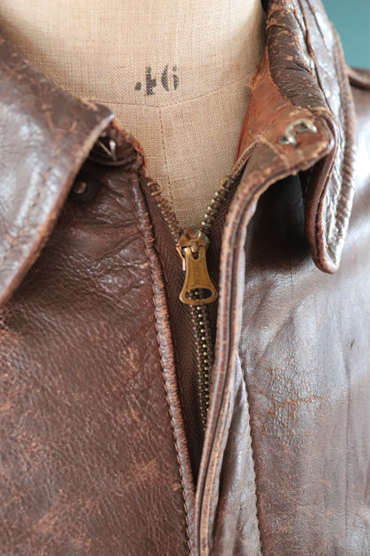Vintage WW2 A-2 jacket - 1940s leather - Perry Sportswear - 46” chest