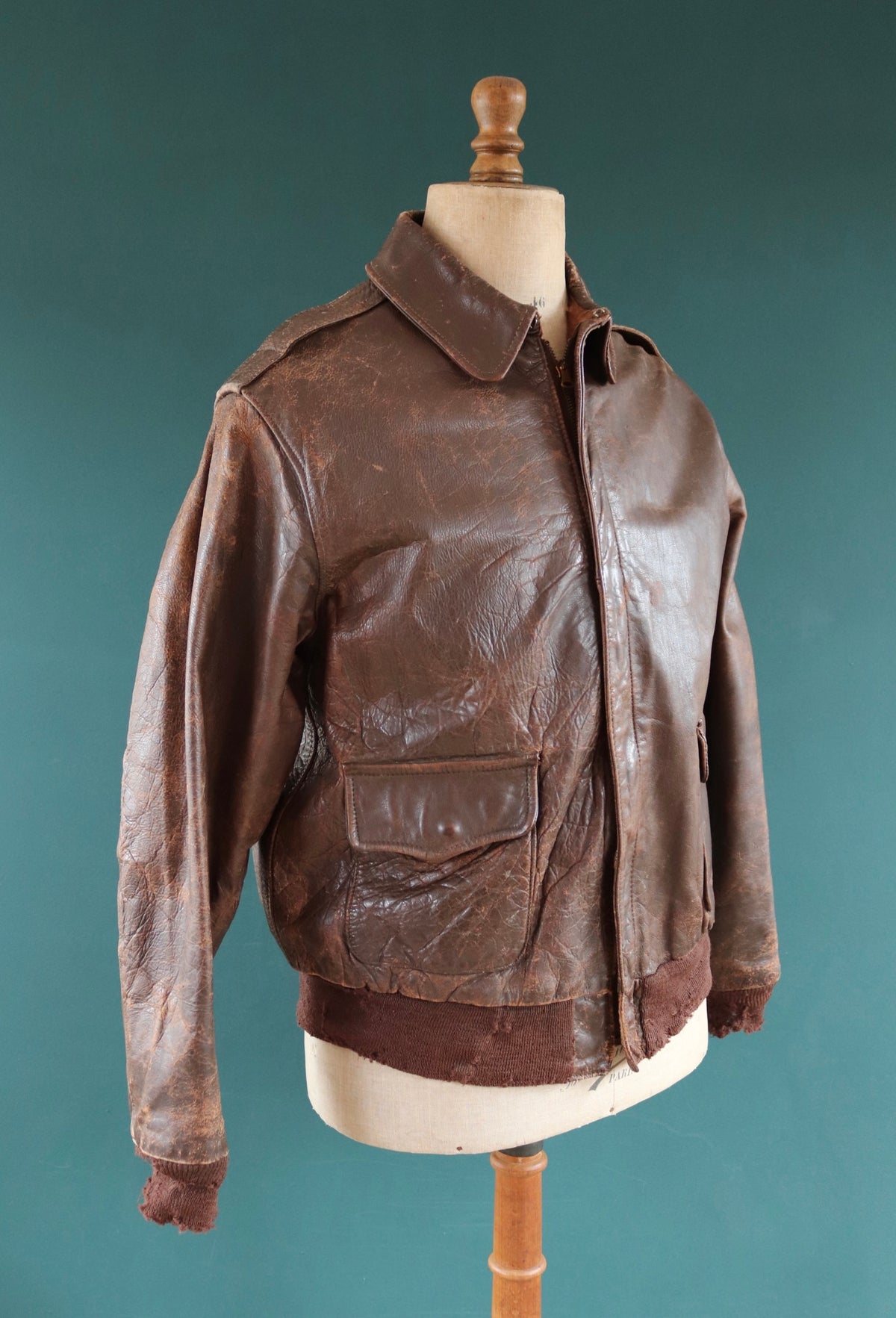 Vintage WW2 A-2 jacket - 1940s leather - Perry Sportswear - 46” chest