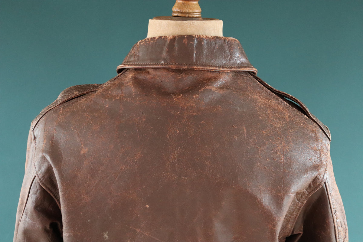 Vintage WW2 A-2 jacket - 1940s leather - Perry Sportswear - 46” chest