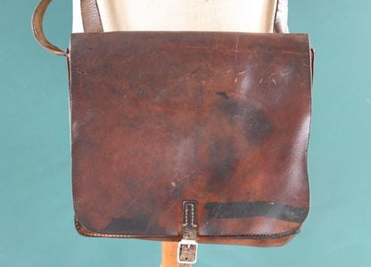 Vintage 1930s 30s 1940s 40s Swedish army military map brown leather document shoulder bag satchel luggage laptop work workwear chore