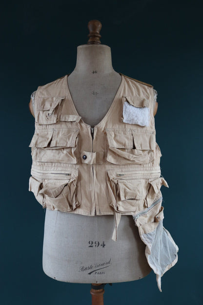 Vintage 1980s 90s wading vest - utility waistcoat - fly fishing - 46" chest