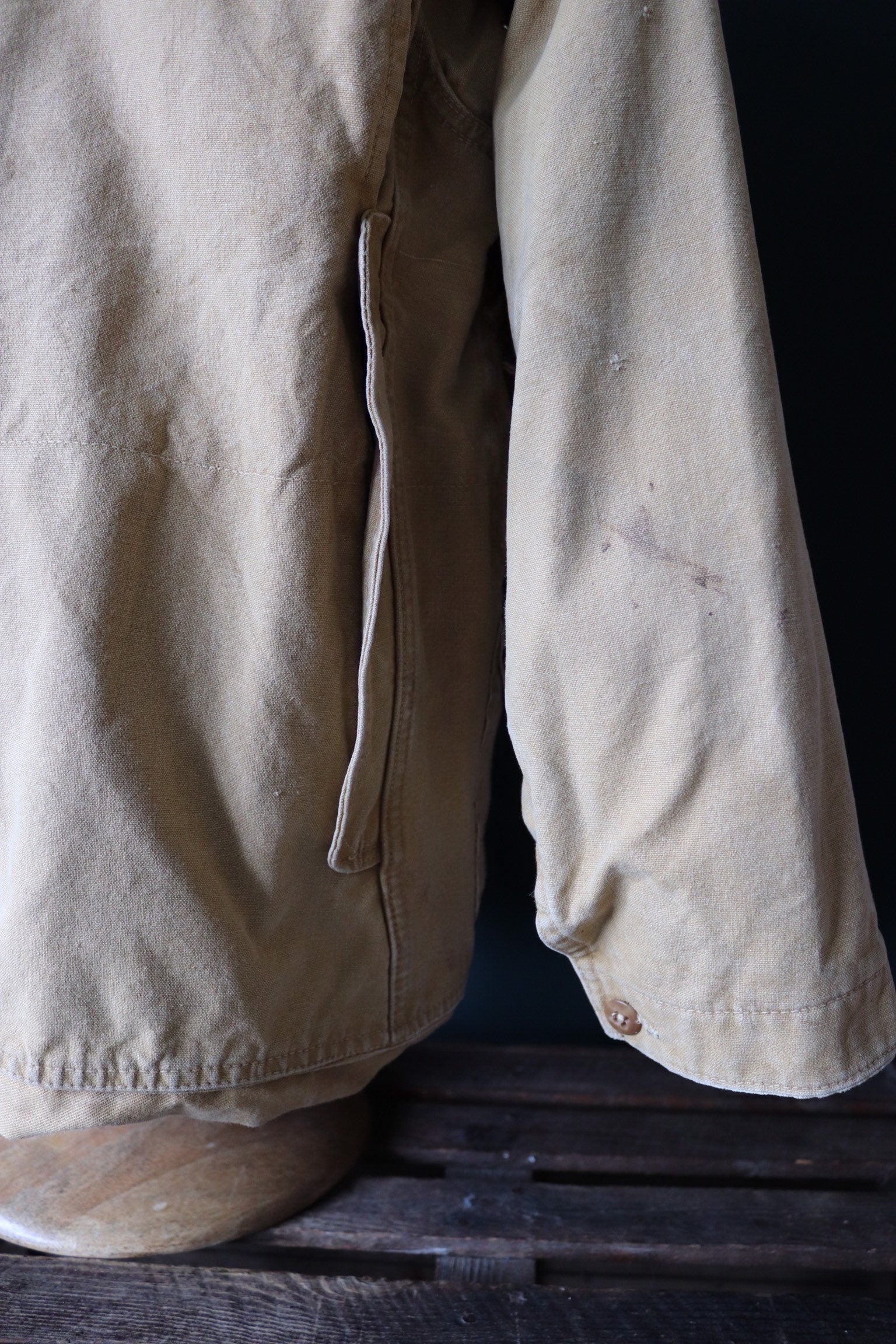 Vintage 1940s 40s tin cloth duck cotton canvas hunting shooting jacket 46” chest Red Head American workwear work chore