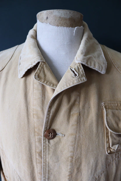 Vintage 1940s 40s tin cloth duck cotton canvas hunting shooting jacket 46” chest Red Head American workwear work chore