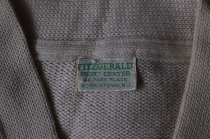 Vintage 1960s wool varsity sweater - American Ivy League - cream knitted cardigan - 44” chest