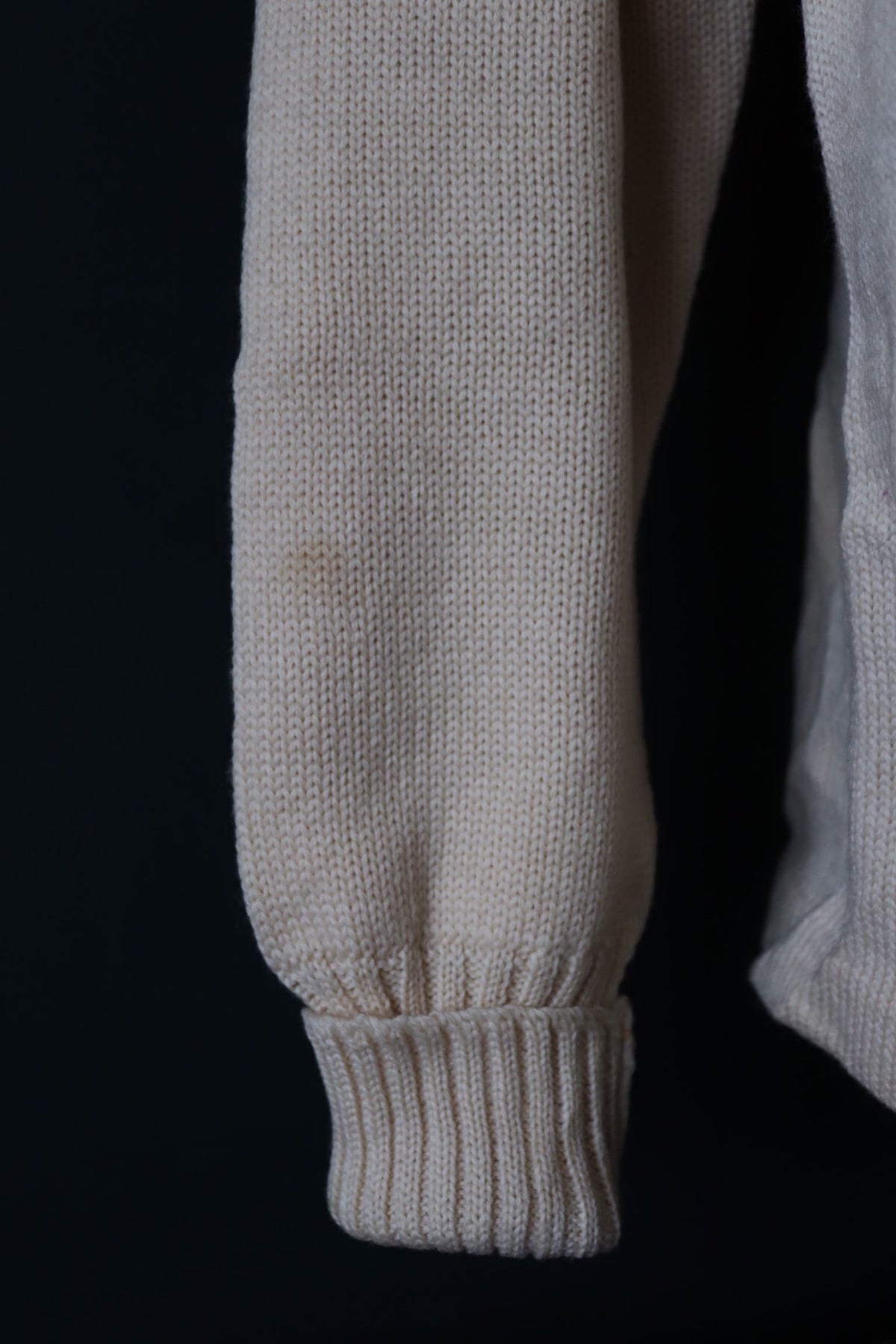 Vintage 1960s wool varsity sweater - American Ivy League - cream knitted cardigan - 44” chest