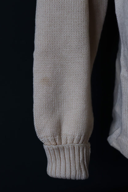 Vintage 1960s wool varsity sweater - American Ivy League - cream knitted cardigan - 44” chest
