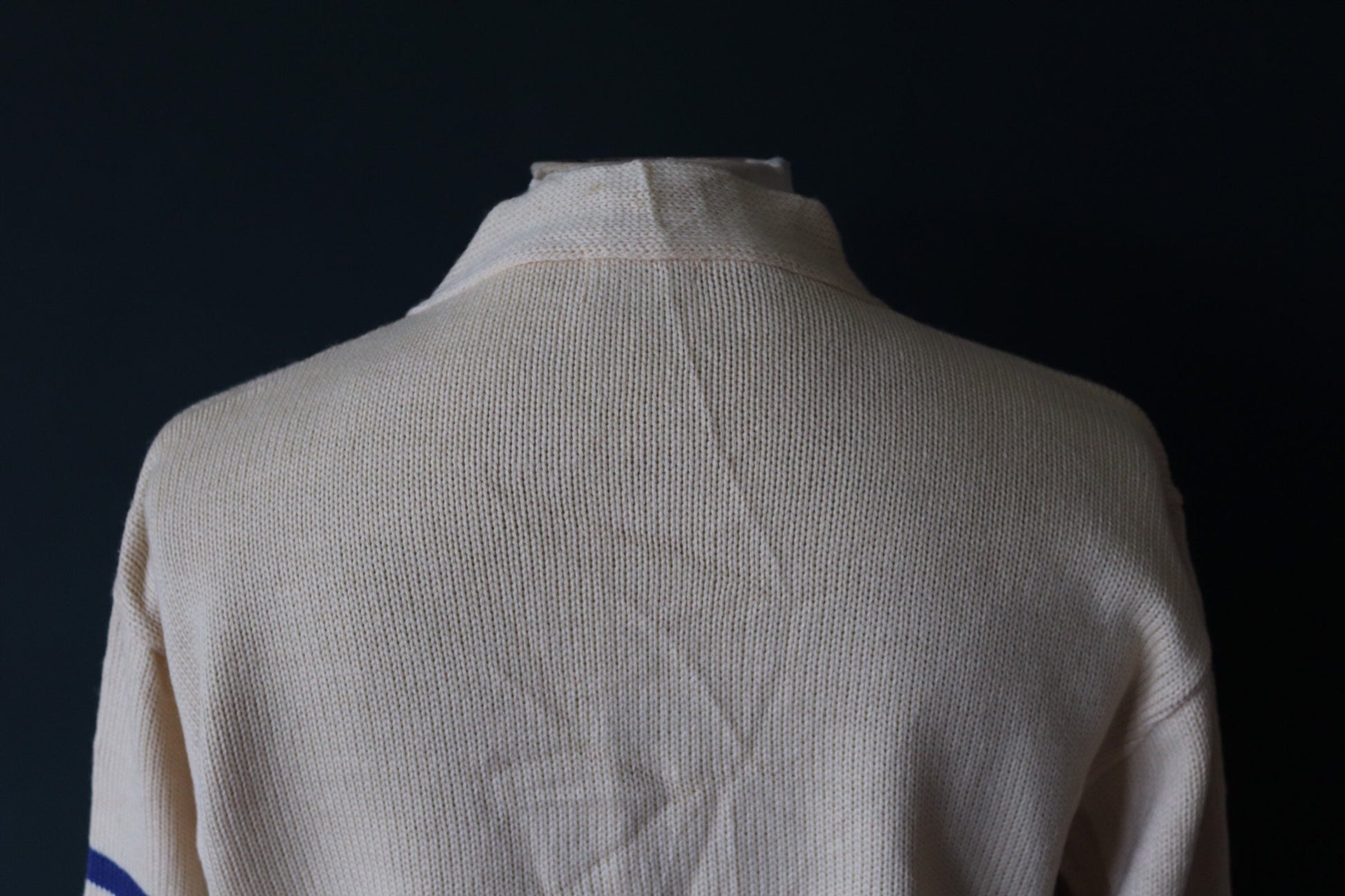 Vintage 1960s 60s American USA cream wool knitted varsity Ivy League style rockabilly mod chenille patch jumper sweater cardigan knitwear