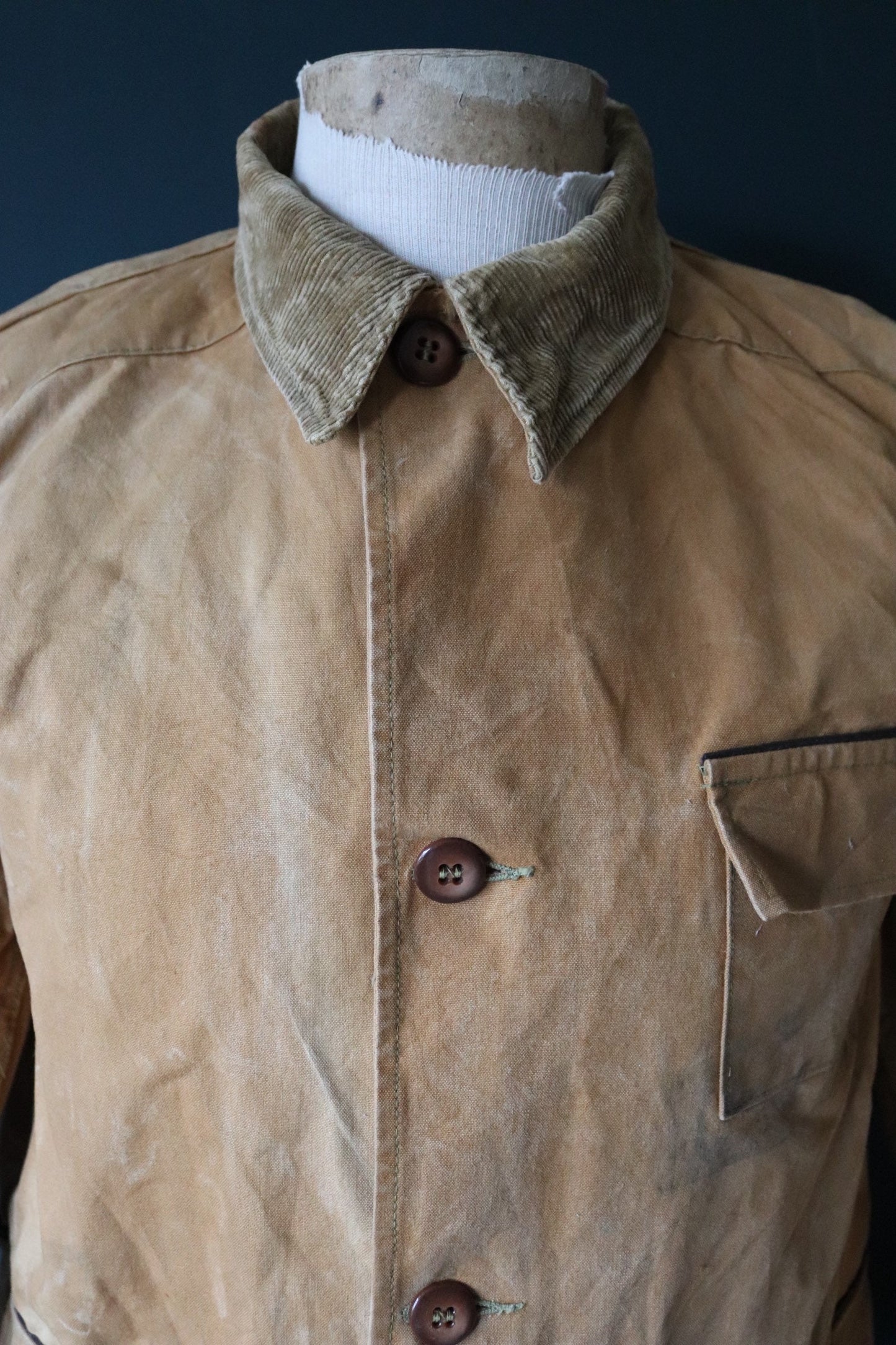 Vintage 1940s 50s workwear jacket - Utica Duxbak - duck cotton canvas - tin cloth hunting - 49” chest
