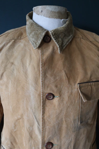 Vintage 1940s 50s workwear jacket - Utica Duxbak - duck cotton canvas - tin cloth hunting - 49” chest