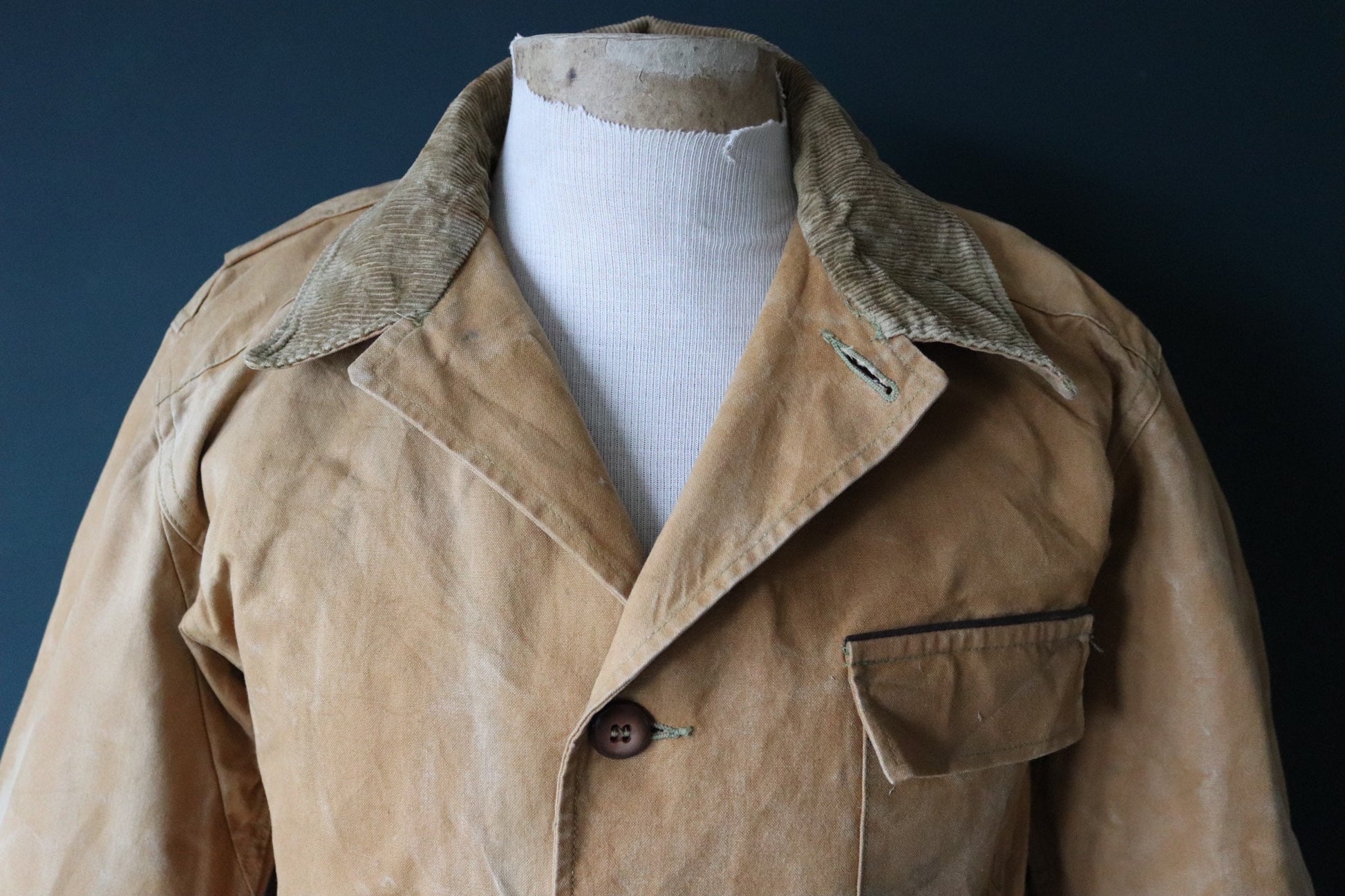 Vintage 1940s 50s workwear jacket - Utica Duxbak - duck cotton canvas - tin cloth hunting - 49” chest