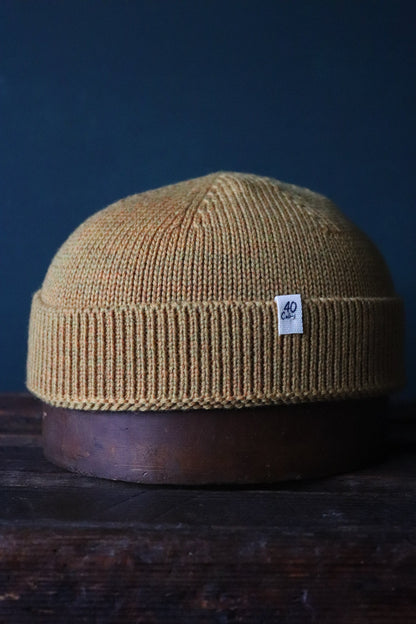 40 Colori 100% merino wool fisherman’s beanie hat watch cap ochre yellow made in Italy