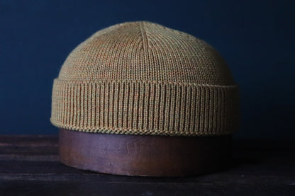40 Colori 100% merino wool fisherman’s beanie hat watch cap ochre yellow made in Italy