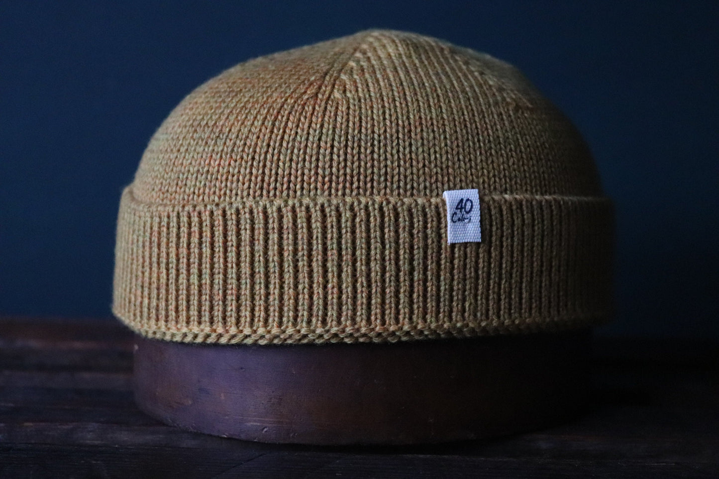 40 Colori 100% merino wool fisherman’s beanie hat watch cap ochre yellow made in Italy