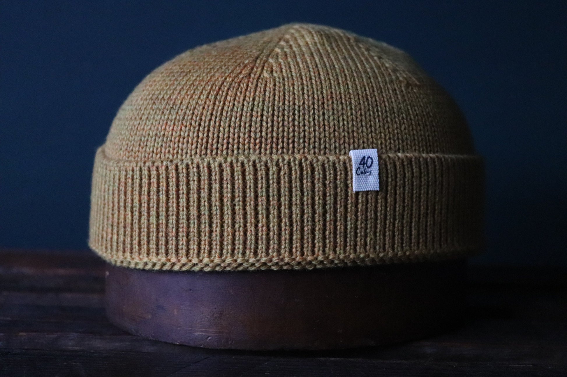 40 Colori 100% merino wool fisherman’s beanie hat watch cap ochre yellow made in Italy