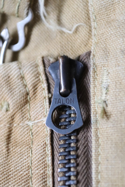 Vintage 1940s workwear jacket - tan brown duck cotton canvas - American hunting - Talon zipper - 48” chest