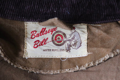 Vintage 1950s workwear jacket - Bullseye Bill hunting - tan brown duck cotton canvas - American chore - Talon zipper - 49” chest