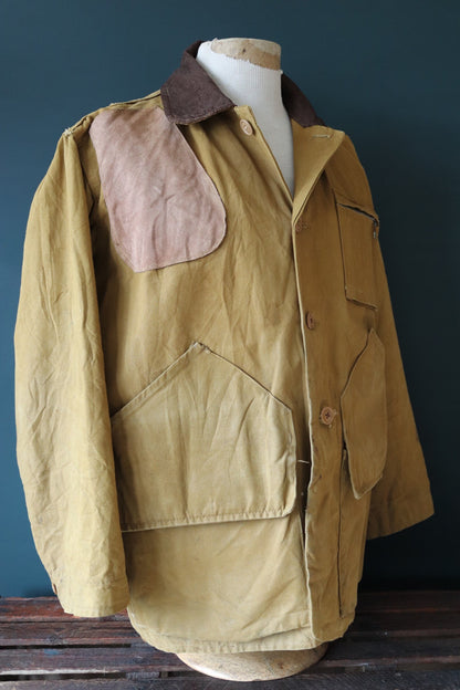 Vintage 1960s utility jacket - hunting workwear - duck cotton chore coat - 51" chest