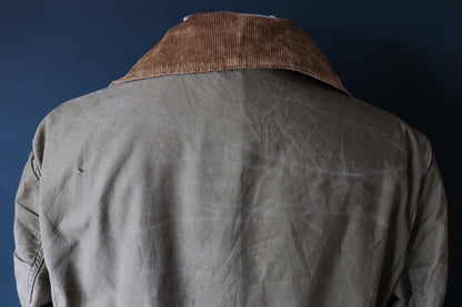 Vintage 1950s workwear jacket - green brown duck cotton canvas - American hunting - Talon zipper - 52” chest