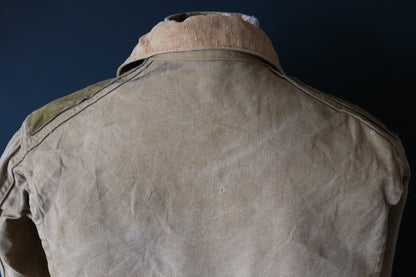 Vintage 1940s workwear jacket - tan brown duck cotton canvas - American hunting - Talon zipper - 48” chest