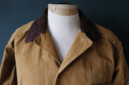 Vintage 1950s workwear jacket - Bullseye Bill hunting - tan brown duck cotton canvas - American chore - Talon zipper - 49” chest