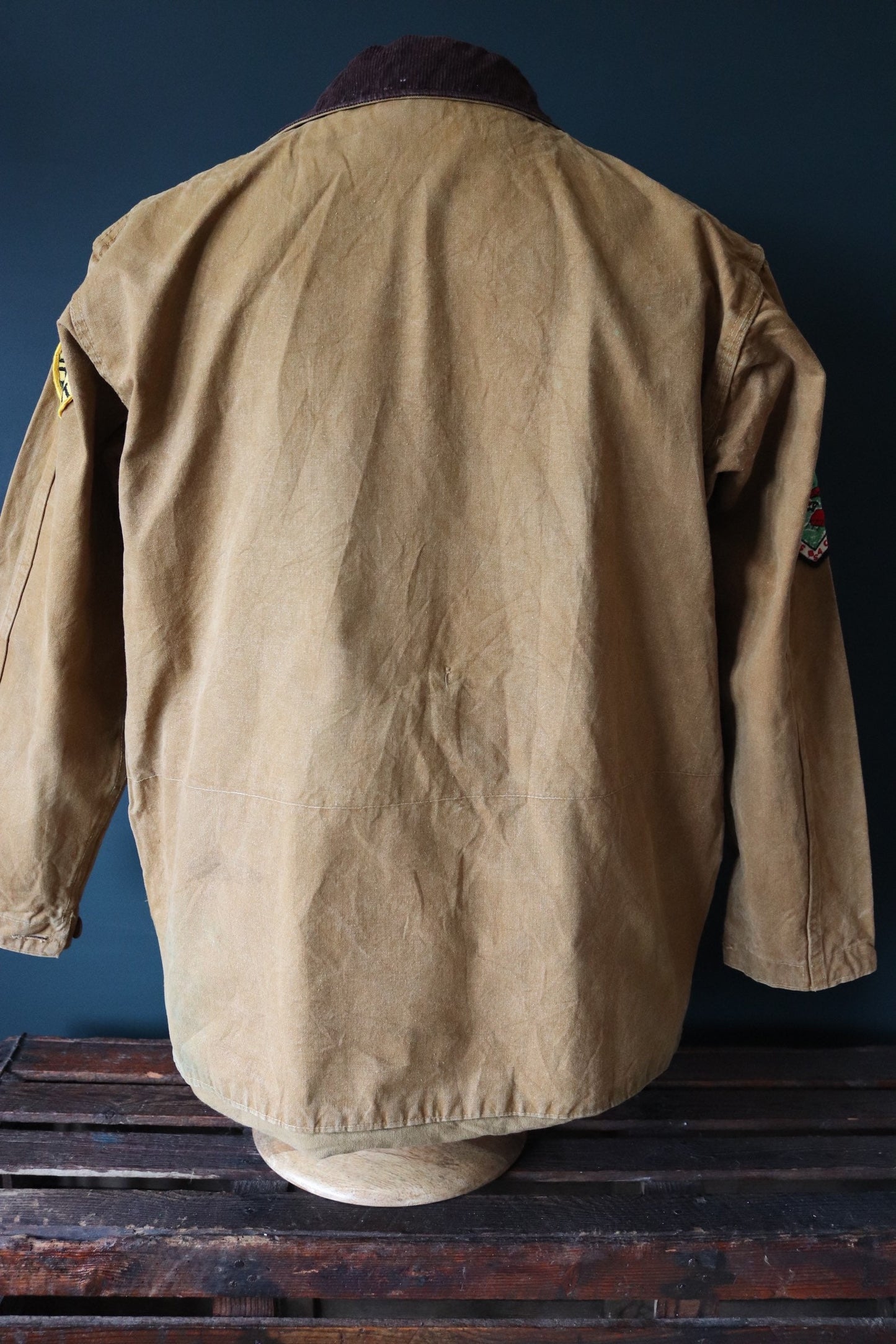 Vintage 1950s 50s Bullseye Bill tan brown duck cotton canvas jacket hunting shooting American Talon zipper 49” chest workwear chore work