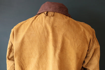 Vintage 1960s workwear jacket - Bullseye Bill hunting - tan brown duck cotton canvas - American chore - Talon zipper - 51” chest