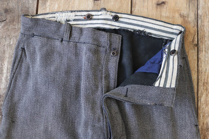 Vintage French riding jodhpurs hunting 1930s 1940s grey cotton whipcord breeches britches 33” x 24”