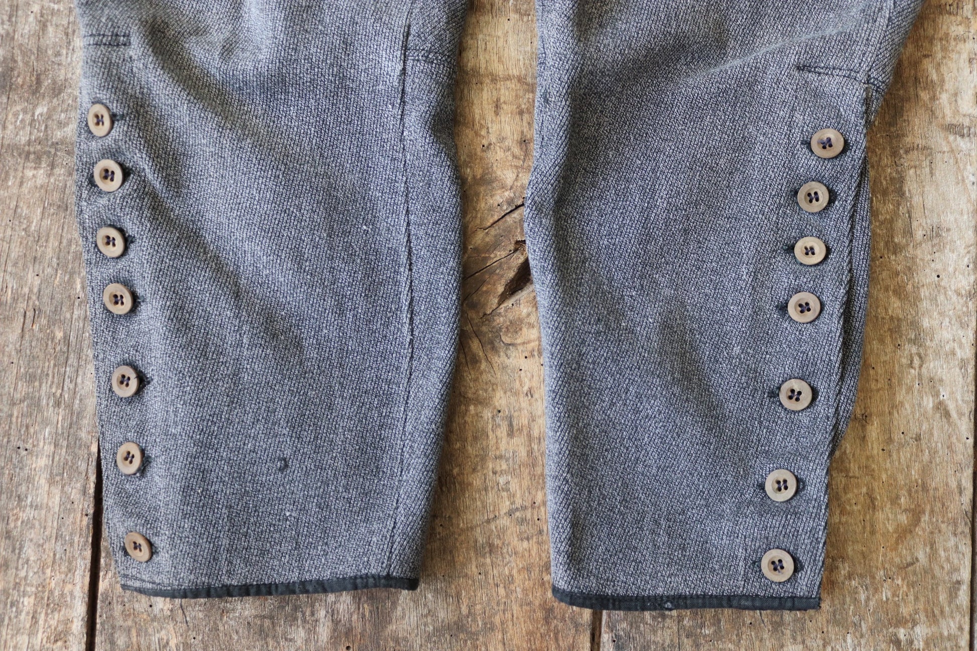 Vintage French riding jodhpurs hunting 1930s 1940s grey cotton whipcord breeches britches 33” x 24”