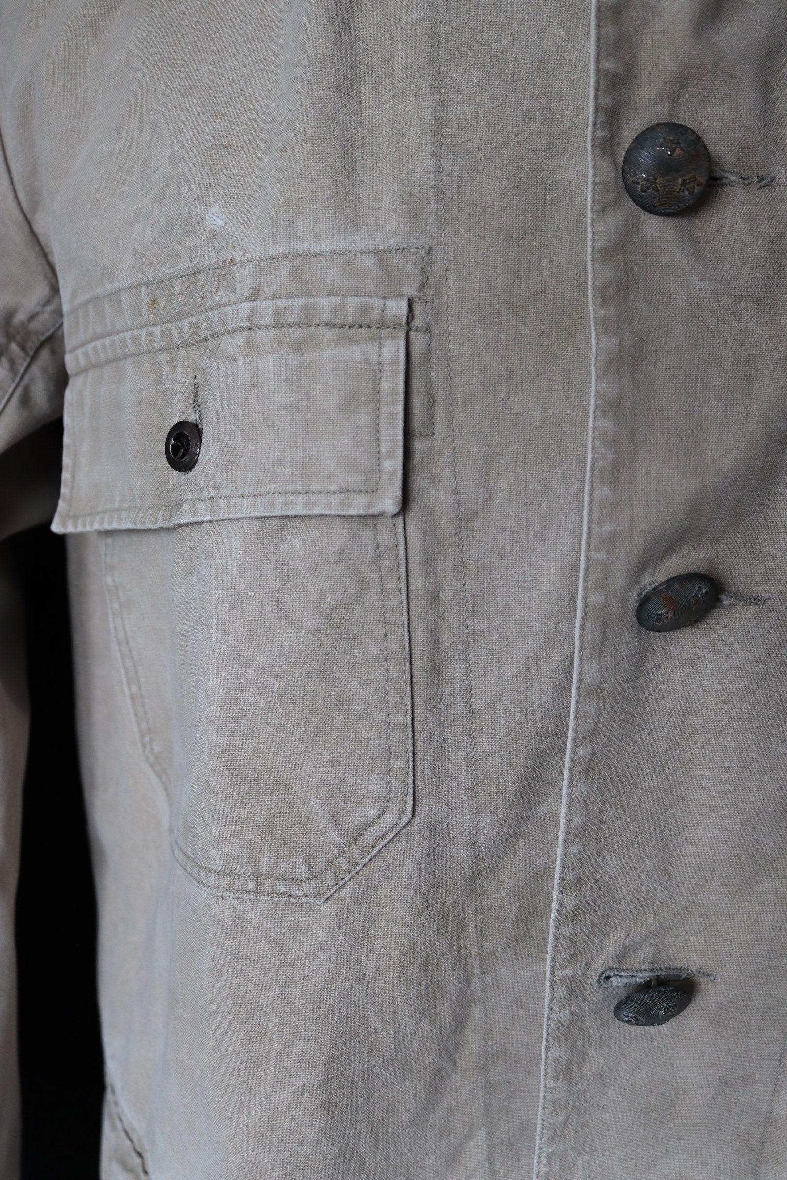 Vintage 1930s 30s 1940s 40s Swedish WW2 military civil defence army field cotton jacket tunic 46” chest work workwear chore