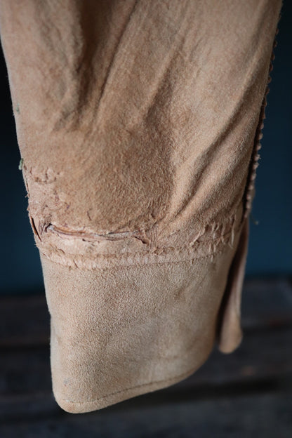 Vintage 1950s 50s 1960s 60s brown buckskin suede lace up shirt western cowboy 42” chest Sport Togs Rodeo