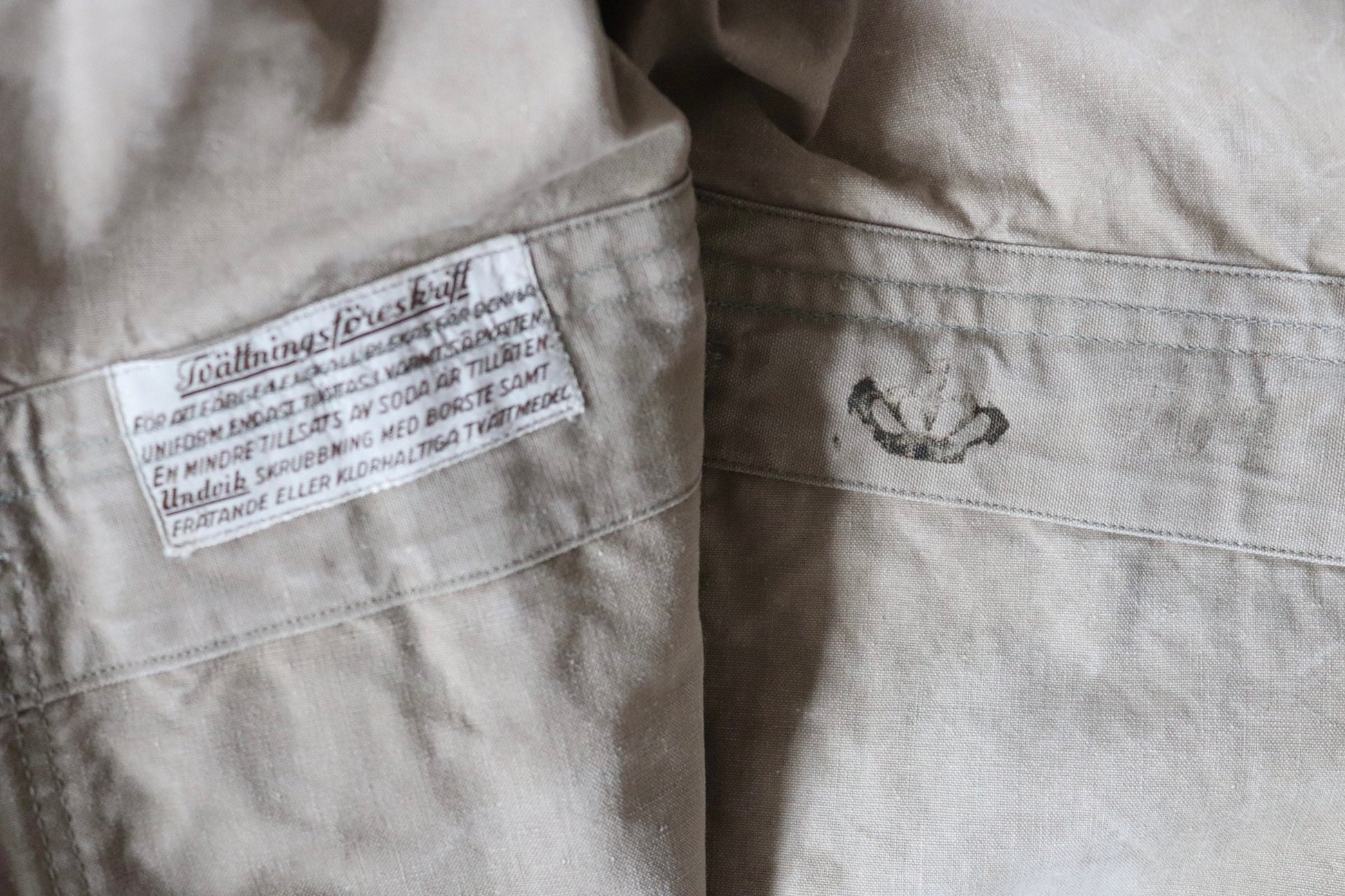 Vintage 1930s 30s 1940s 40s Swedish WW2 military civil defence army field cotton jacket tunic 46” chest work workwear chore