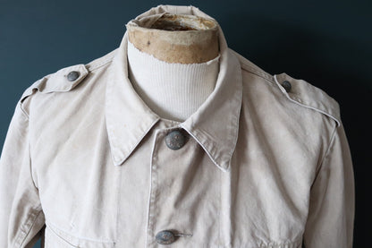 Vintage 1930s 30s 1940s 40s Swedish WW2 military civil defence army field cotton jacket tunic 46” chest work workwear chore