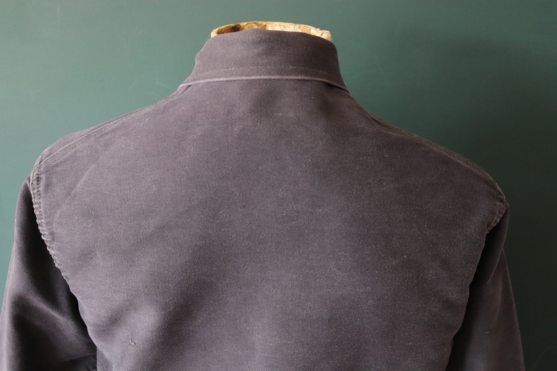 Vintage French workwear jacket black moleskin work chore faded 41” chest 1950s
