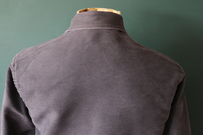 Vintage 1950s French black moleskin jacket - sun faded worwkear - chore coat - 41” chest